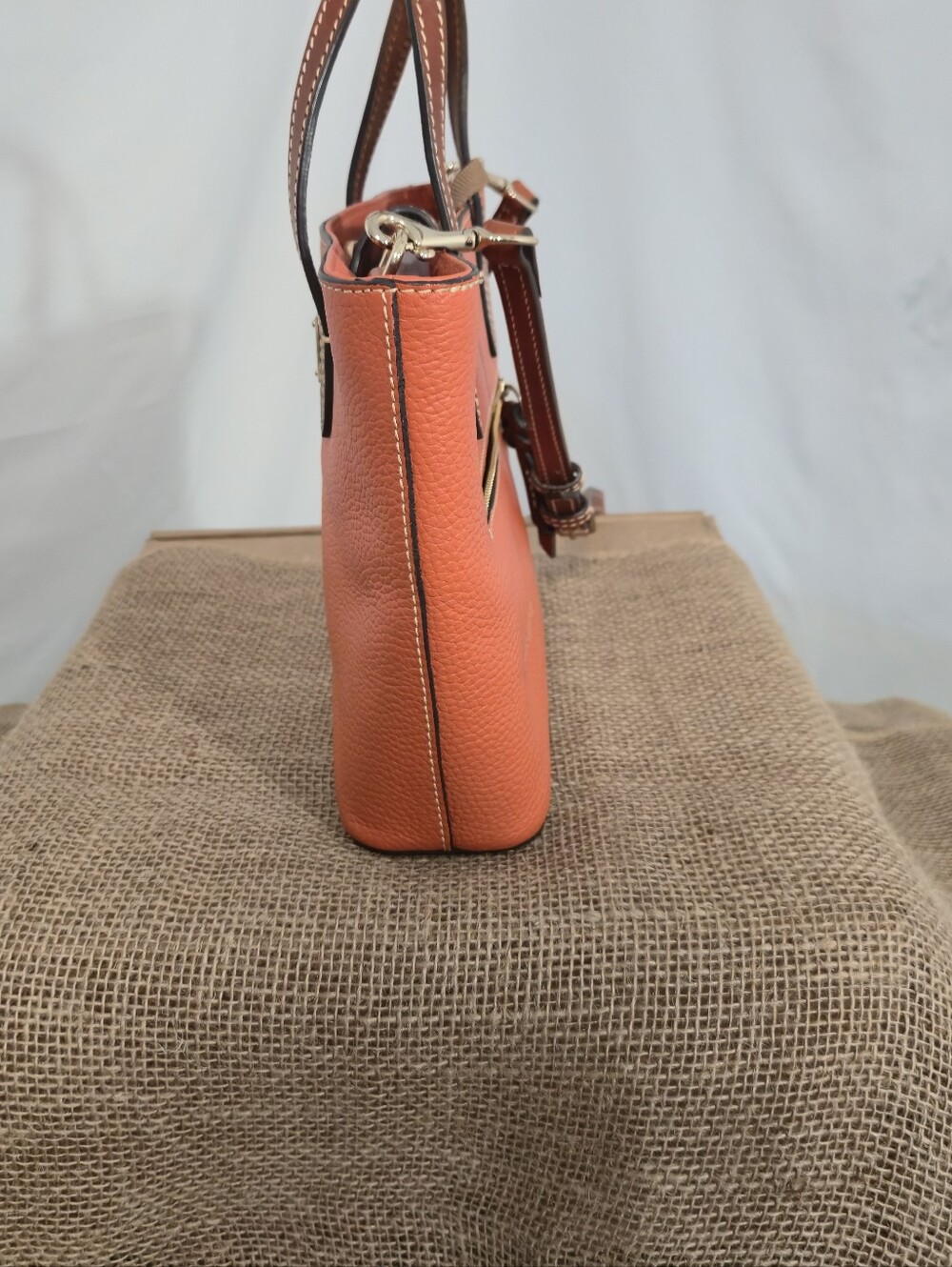 Dooney & Bourke Pebble Leather Orange Tote - Picture 3 of 13